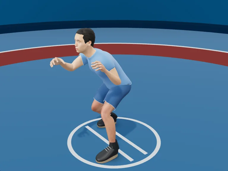 Hand fighting: Swap hands. Rendered human phase image, three-quarter view.